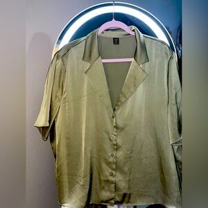 A Green Satin Work Shirt